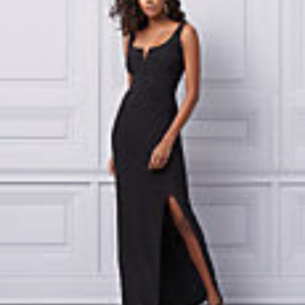 Le Chauteau Long Elegant Slit Leg V cut Dress